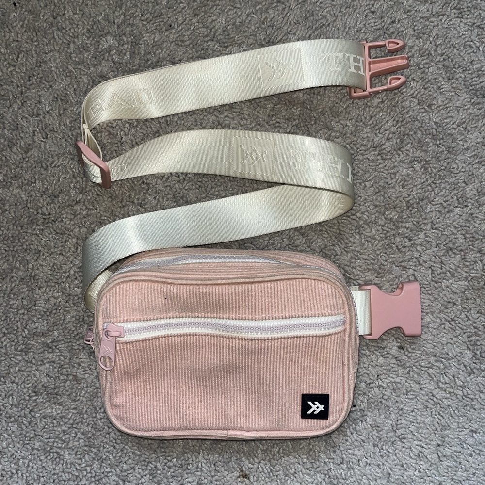 Pink and Cream Crossbody Bag with Logo